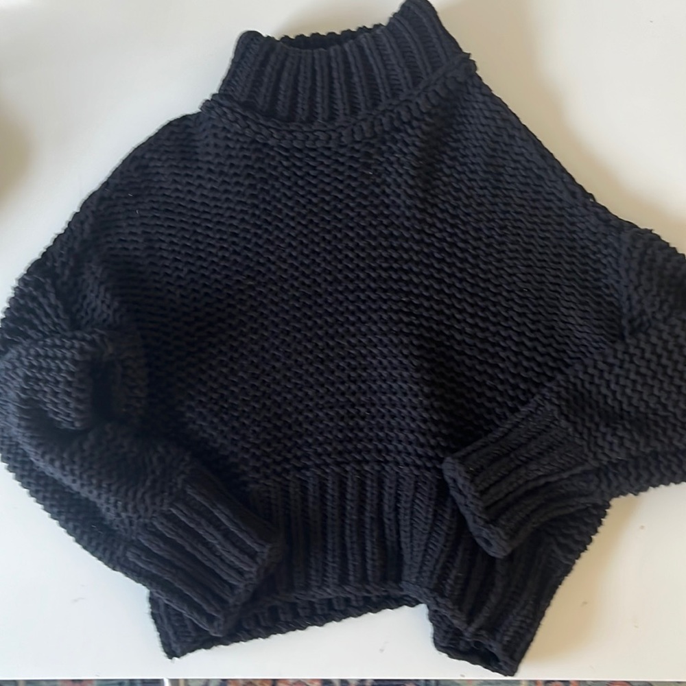 Free People Black Chunky Sweater Oversized Small